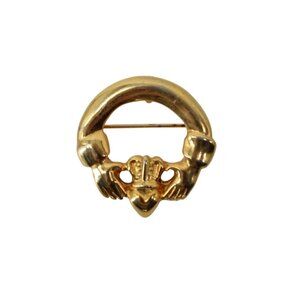Claddagh Brooch Pendant Goldtone Gold Tone Vintage 93992